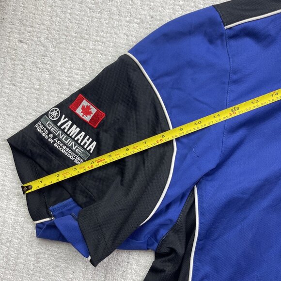 Y2K Yamaha Factory Racing Canada Button Up Crew Shirt Size 3XL Blue Motorsport - Picture 11 of 16